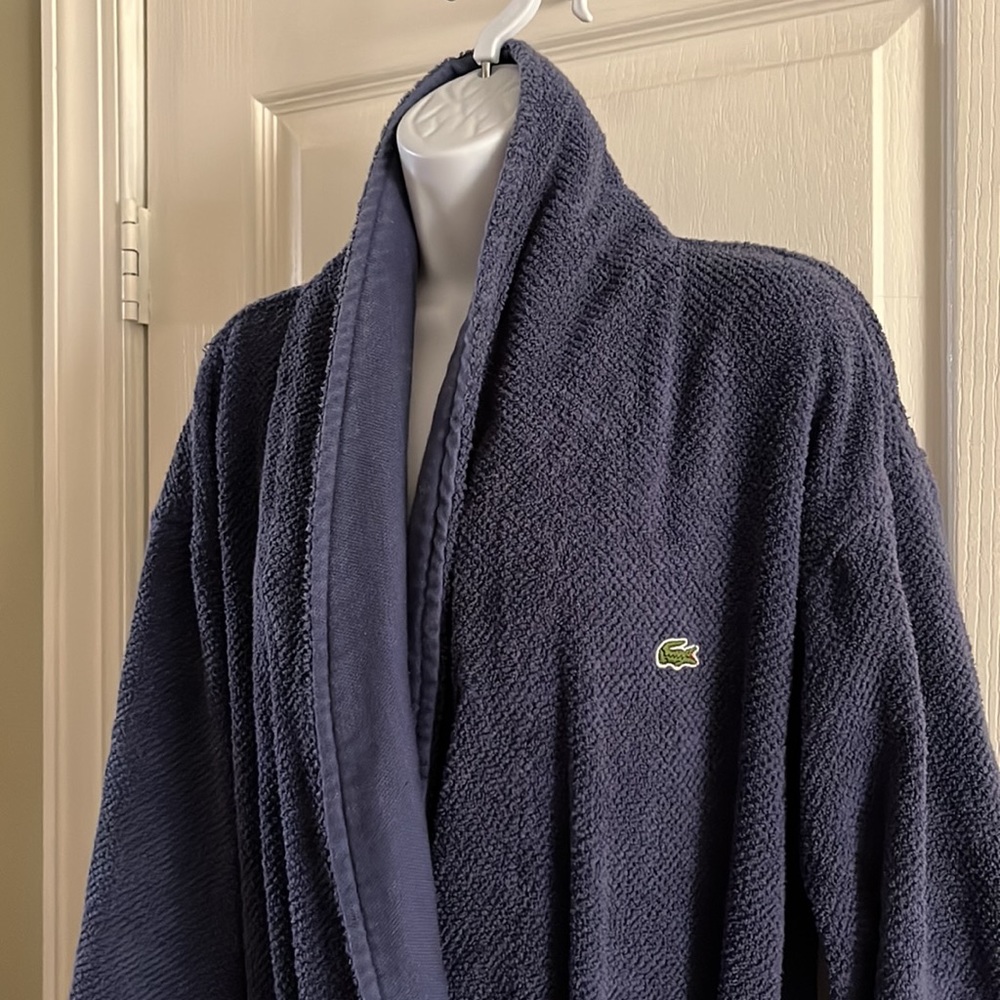 Lacoste Blue Terry Robe (Calf Length, OS)